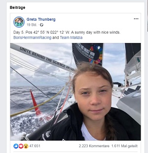 Greta Thunbergs Post auf Facebook